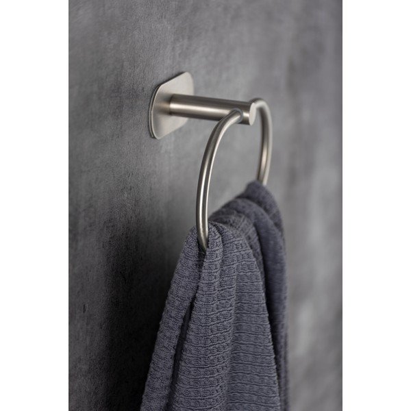 Samodržiaci držiak na uteráky z nehrdzavejúcej ocele v matne striebornej farbe Orea – Wenko-image-1