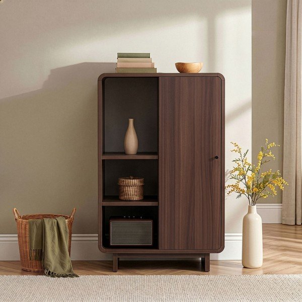 Skrinka v dekore orecha v tmavo prírodnej farbe 70x110x34 cm Torina – Nordure-image-2