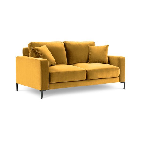 Žltá zamatová pohovka Kooko Home Harmony, 158 cm-image-3