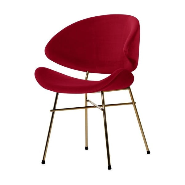 Červená stolička s nohami v zlatej farbe Iker Cheri