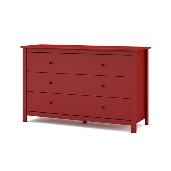 Červená nízka komoda z borovicového dreva 130x80 cm Misti – Marckeric-image-3