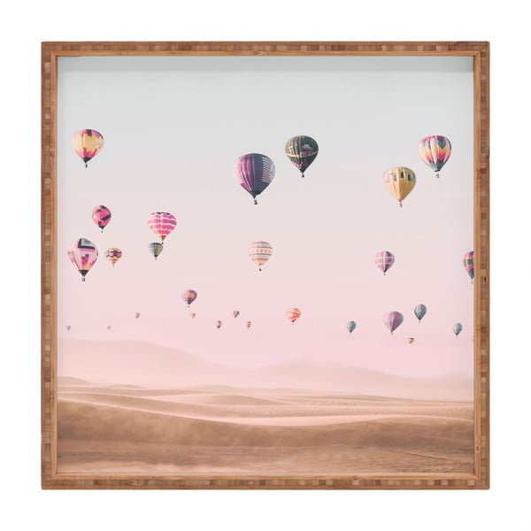 Drevený dekoratívny servírovací podnos Flying Ballons, 40 × 40 cm