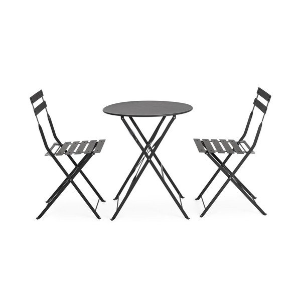Antracitová oceľová záhradná jedálenská súprava pre 2  Austin – Bizzotto