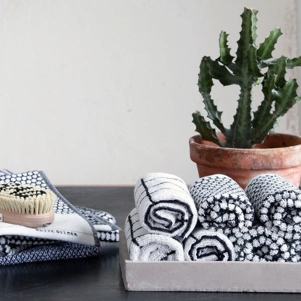 Biely bavlnený uterák 50x100 cm Tile Stone - Mette Ditmer Denmark-image-3