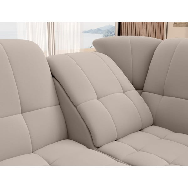 Béžová zamatová rozkladacia/s úložným priestorom rohová pohovka (pravý roh/do L) Sado – ELTAP-image-1