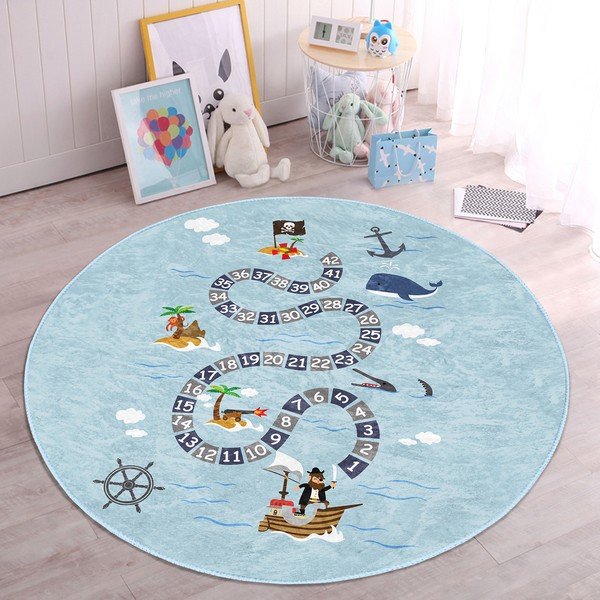 Svetlomodrý detský koberec ø 80 cm Comfort – Mila Home-image-2