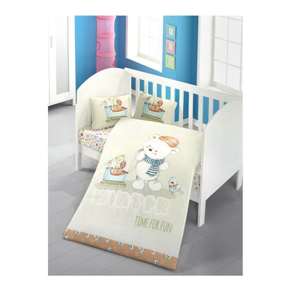 Set bavlnenej detskej obliečky s plachtou Soft Bear, 100 × 150 cm