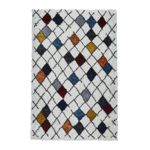 Biely koberec s farebnými vzormi Think Rugs Broadway, 120 × 170 cm