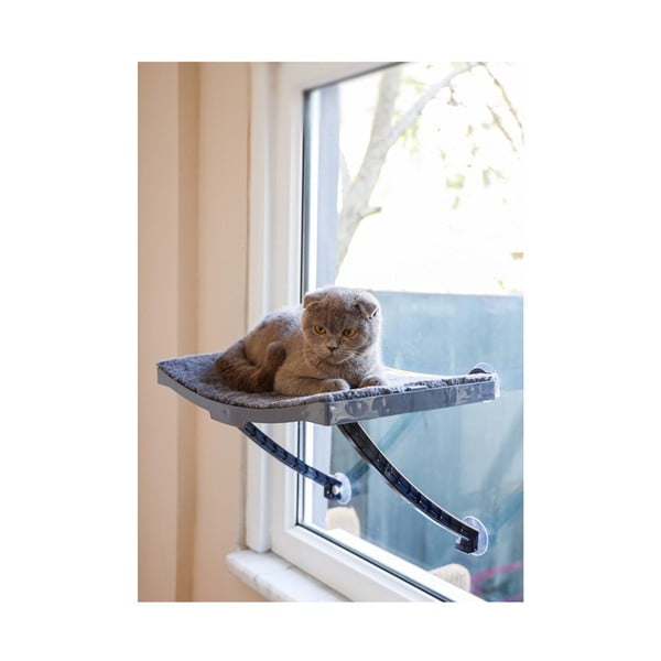 Sivý pelech na okno pre mačky 47x32 cm - Lydia&Co-image-1