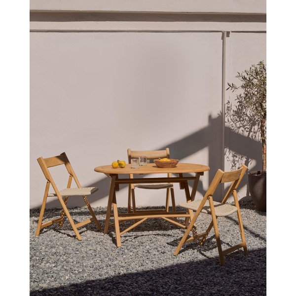 Drevená záhradná stolička v bielo-prírodnej farbe Dandara – Kave Home-image-2