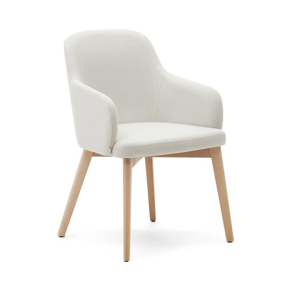 Krémovobiele čalúnené jedálenské kreslo s podrúčkami Nelida – Kave Home