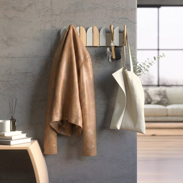 Béžový/v prírodnej farbe oceľový nástenný vešiak 43 cm Saloon – Umbra-image-1