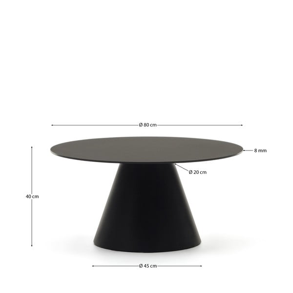 Čierny okrúhly konferenčný stolík so sklenenou doskou ø 80 cm Wilshire – Kave Home-image-4