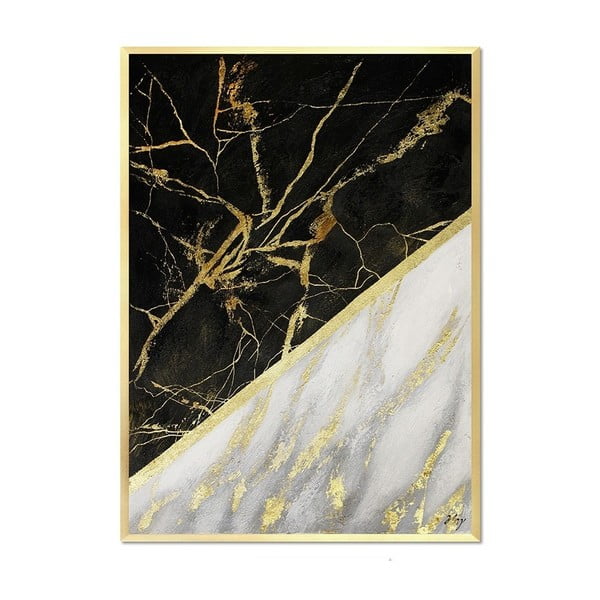 Nástenný ručne maľovaný obraz JohnsonStyle White & White Marble, 53 x 73 cm