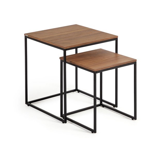 Odkladacie stolíky v súprave 2 ks s doskou v dekore orechového dreva 45x45 cm Yoana – Kave Home