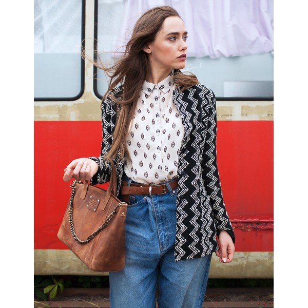 Hnedá kožená kabelka O My Bag Fly Violet Midi-image-2