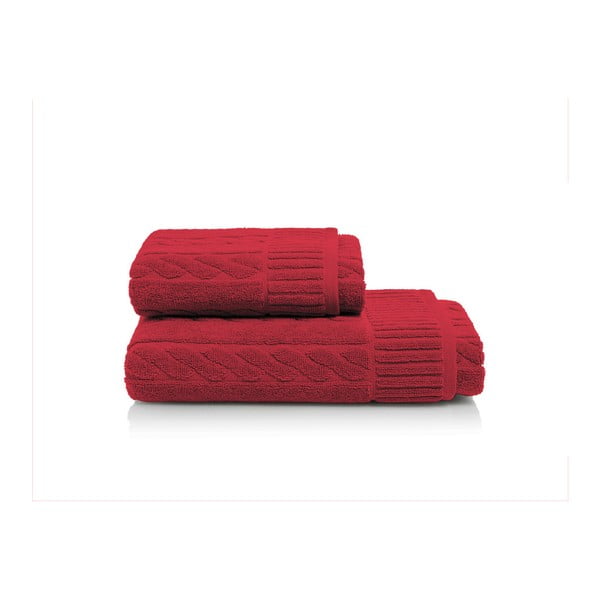 Set červenej osušky a uteráka z bavlny Maison Carezza Amelia