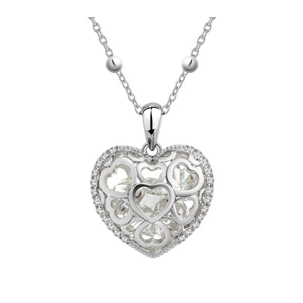 Náhrdelník s bielymi krištáľmi Swarovski Elements Crystals Heart