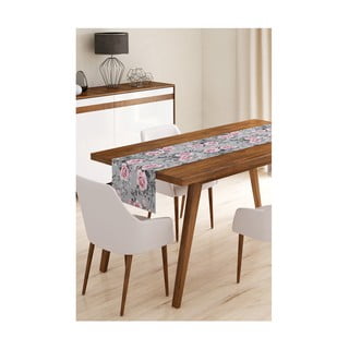 Behúň na stôl z mikrovlákna Minimalist Cushion Covers Grey Roses, 45 x 140 cm