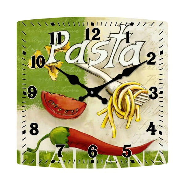 Sklenené hodiny Pasta, 30x30 cm