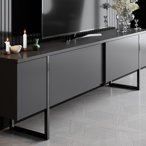 Antracitový TV stolík 180x30 cm Luxe – Kalune Design-image-2