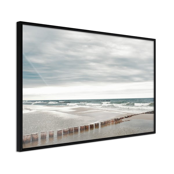 Plagát v ráme Artgeist Chilly Morning at the Seaside, 90 x 60 cm