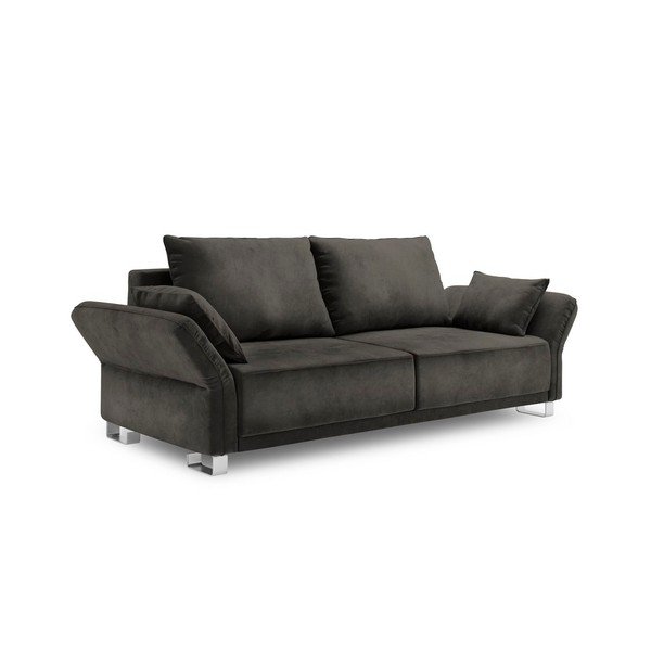 Tmavohnedý trojmiestna rozkladacia pohovka so zamatovým poťahom Windsor & Co Sofas Pyxis-image-2