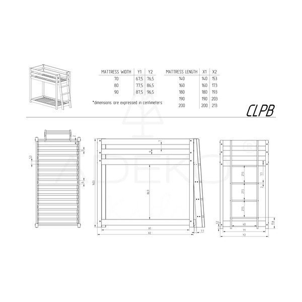 Poschodová detská posteľ z borovicového dreva 70x160 cm CLPB - Adeko-image-3