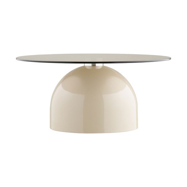 Béžový okrúhly konferenčný stolík so sklenenou doskou ø 70 cm Ravello – House Nordic