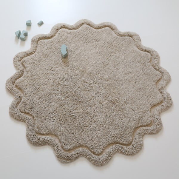 Béžový umývateľný ručne tkaný bavlnený okrúhly koberec ø 110 cm Sweet April Lin – Nattiot-image-2