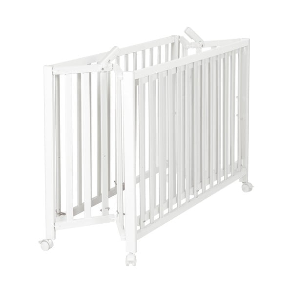 Biela skladacia postieľka na kolieskach 60x120 cm Fold up – Roba-image-2