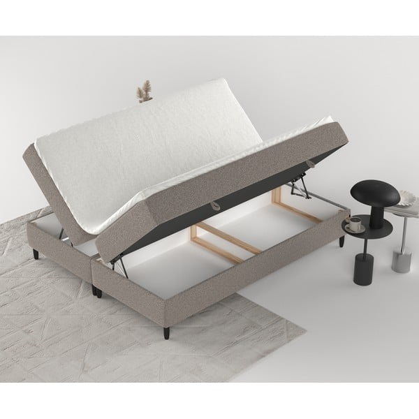 Hnedá boxspring posteľ s úložným priestorom 200x200 cm Malte – Maison de Rêve-image-3