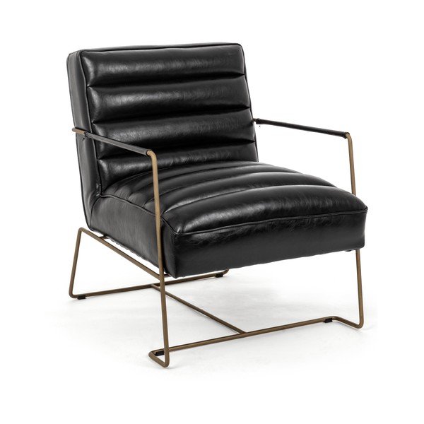 Čierne kreslo z imitácie kože Brianna – Bizzotto