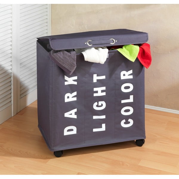 Sivý trojitý kôš na bielizeň Wenko TRIV, 117,6 l-image-1