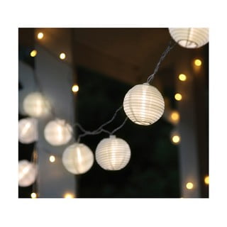 Biela svetelná LED reťaz s lampiónmi vhodná do exteriéru Star Trading Festival, dĺžka 4,5 m