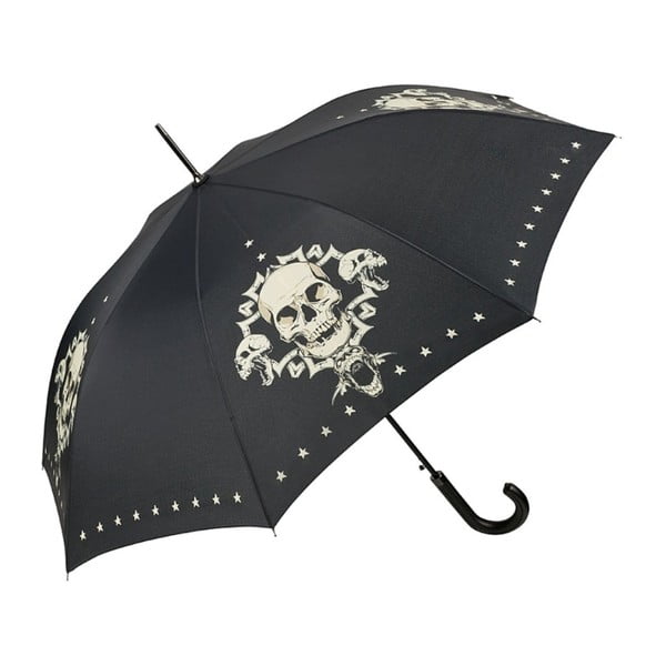 Čierny dáždnik s rúčkou Von Lilienfeld Skull, ø 100 cm