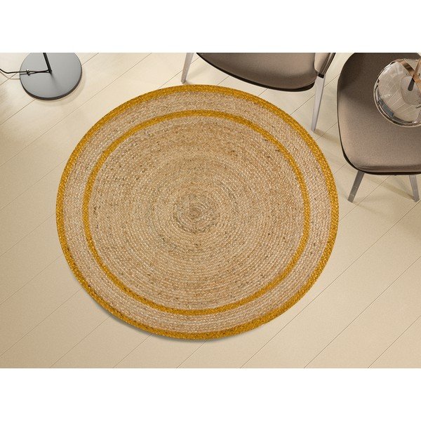 Okrúhly koberec v prírodnej a horčicovej farbe ø 120 cm Mahon – Universal-image-1