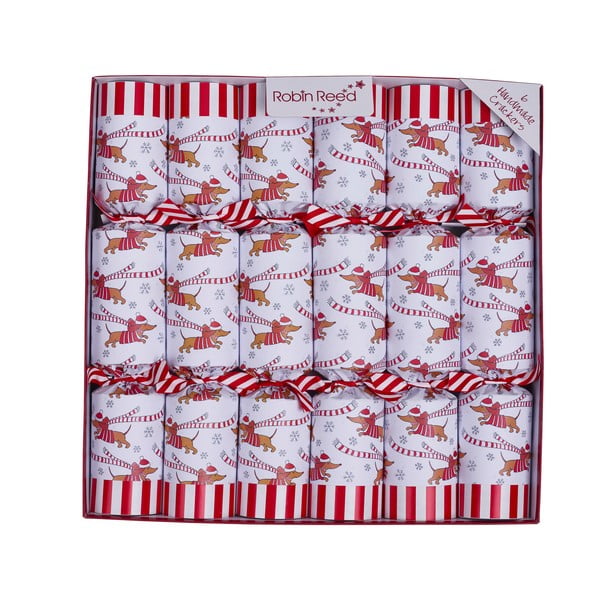 Vianočné crackery v súprave 6 ks Racing Sausage Dog – Robin Reed