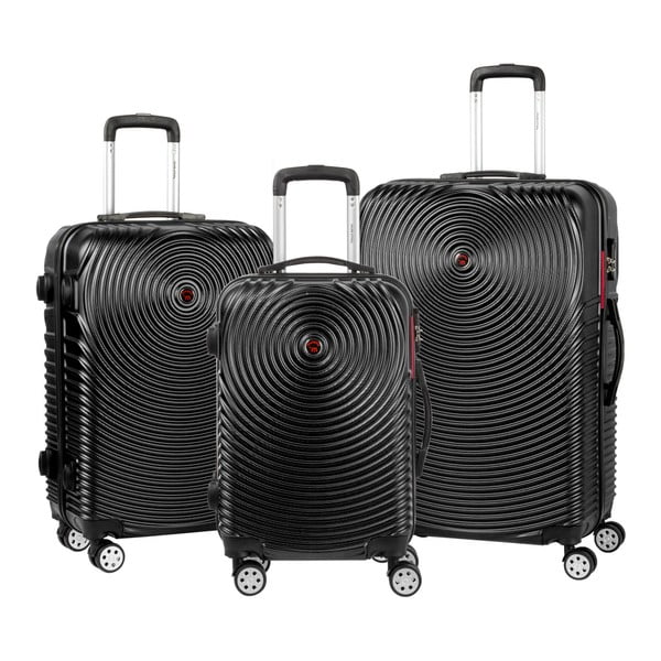 Sada 3 čiernych cestovných kufrov na kolieskach Murano Traveller