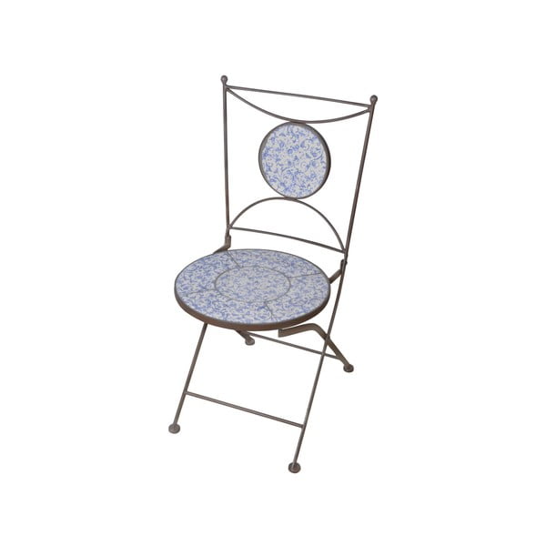 Modro-biela stolička s keramickým sedadlom Ego Dekor