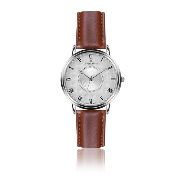 Pánske hodinky s koňakovohnedým remienkom z pravej kože Frederic Graff Silver Grand Combine Cognac Leather