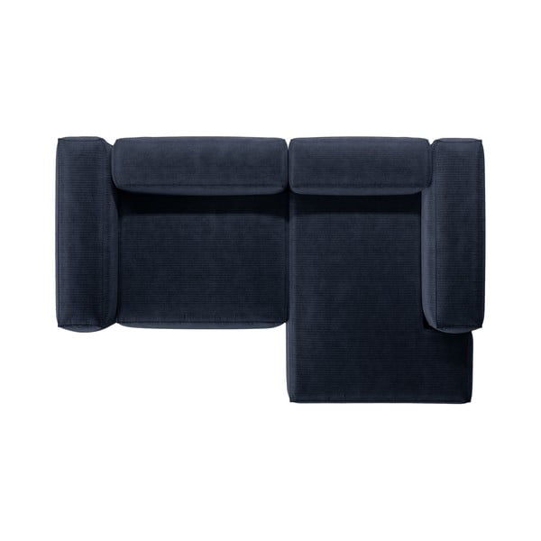 Tmavomodrá menčestrová rohová pohovka (pravý roh/s leňoškou) Bergamo – Cosmopolitan Design-image-3