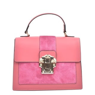 Ružová kožená kabelka Isabella Rhea, 22 x 27 cm