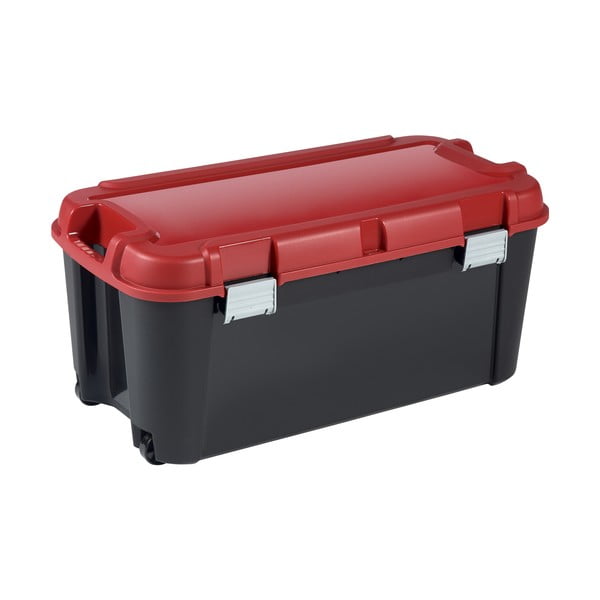 Červeno-čierny plastový úložný box s vekom 79,5x39,5x37 cm Totem – Curver