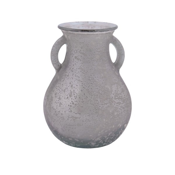Sivá váza z recyklovaného skla Ego Dekor Cantar, výška 16 cm
