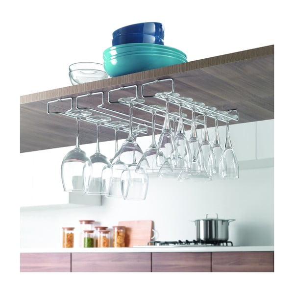 Nástenné oceľové držiaky na poháre na víno v súprave 2 ks Rail - Metaltex-image-2