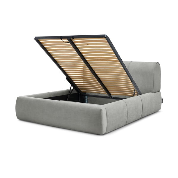 Svetlosivá čalúnená dvojlôžková posteľ s úložným priestorom s roštom 180x200 cm Vernon – Bobochic Paris-image-4