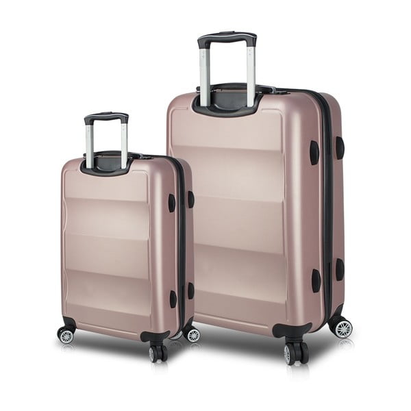 Sada 2 ružových cestovných kufrov na kolieskach s USB porty My Valice LASSO Cabin & Large