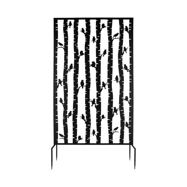 Čierna kovová balkónová zástena 100x186 cm Birds – Esschert Design-image-1