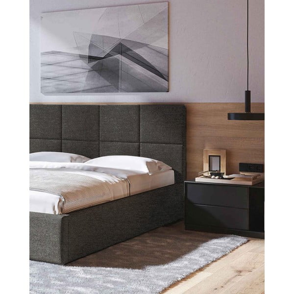 Antracitová čalúnená dvojlôžková posteľ s úložným priestorom s roštom 180x200 cm Bufo – MESONICA-image-4